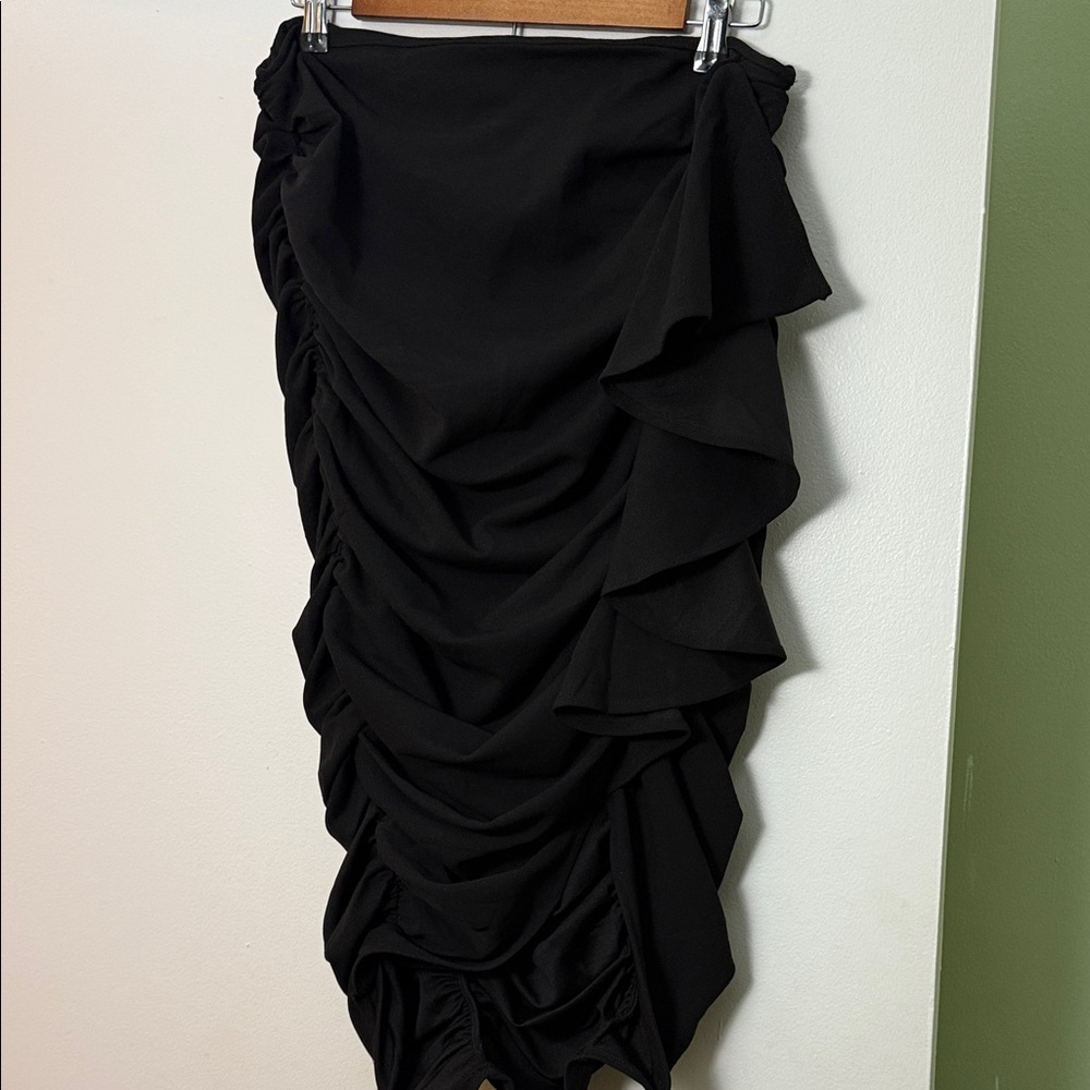 Fashion to Figure Black Asymmetrical Ruched Skirt